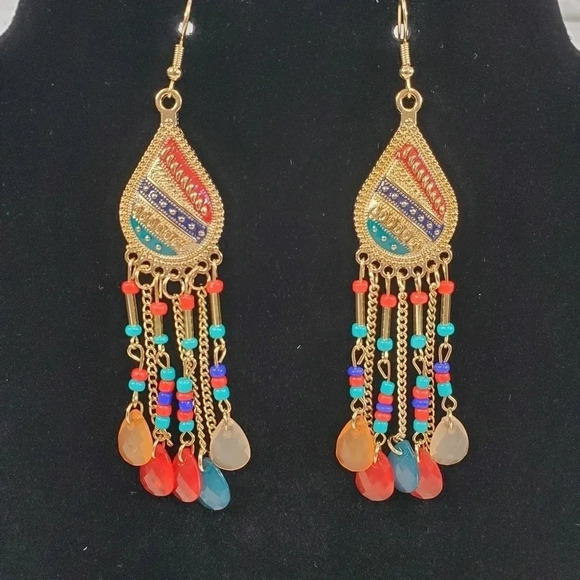 Vibrant Multicolored Dangle Earrings - Picture 1 of 2